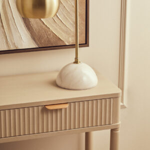 Heritage Two Drawer Reed Detail Taupe Wood Console Table