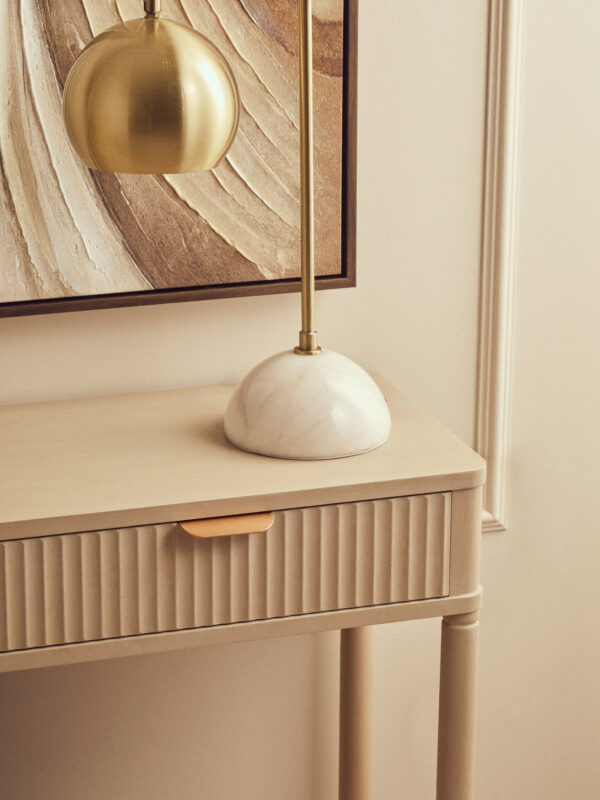 Heritage Two Drawer Reed Detail Taupe Wood Console Table