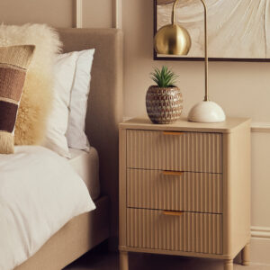 Heritage Reed Detail Taupe Finish Three Drawer Chest