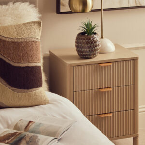 Heritage Reed Detail Taupe Finish Three Drawer Chest