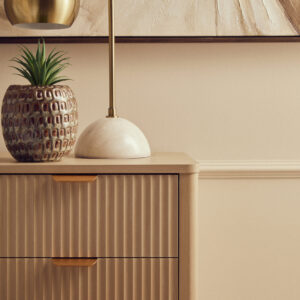 Heritage Reed Detail Taupe Finish Three Drawer Chest