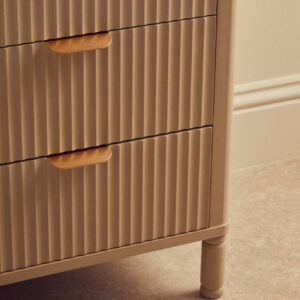 Heritage Reed Detail Taupe Finish Three Drawer Chest