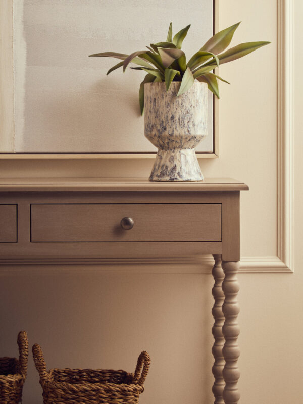 Heritage Two Drawer Bobble Detail Grey Wood Console Table