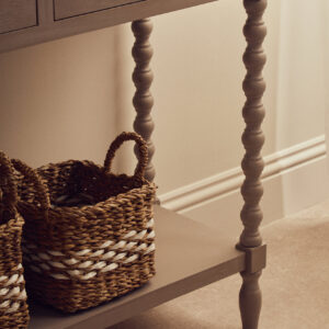 Heritage Two Drawer Bobble Detail Grey Wood Console Table
