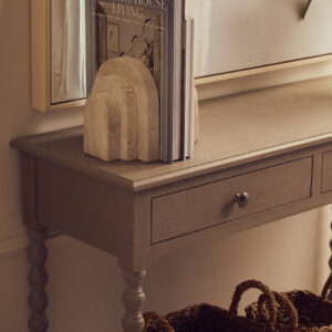 Heritage Two Drawer Bobble Detail Grey Wood Console Table