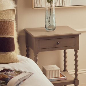 Heritage One Drawer Bobble Detail Grey Wood Side Table