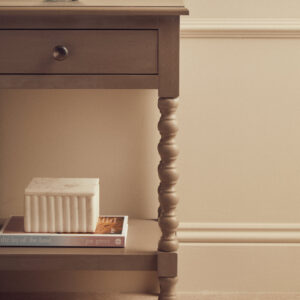 Heritage One Drawer Bobble Detail Grey Wood Side Table
