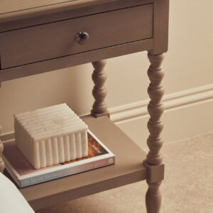 Heritage One Drawer Bobble Detail Grey Wood Side Table