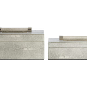 Cardona Set of Two Grey Shagreen Effect Trinket Boxes