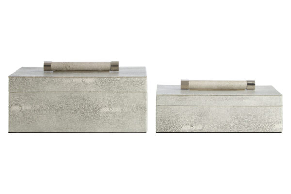 Cardona Set of Two Grey Shagreen Effect Trinket Boxes