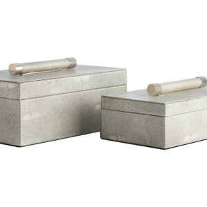 Cardona Set of Two Grey Shagreen Effect Trinket Boxes