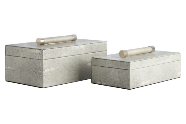 Cardona Set of Two Grey Shagreen Effect Trinket Boxes