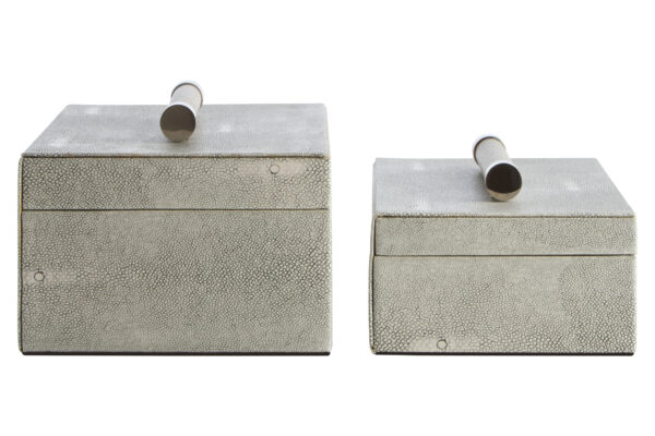 Cardona Set of Two Grey Shagreen Effect Trinket Boxes