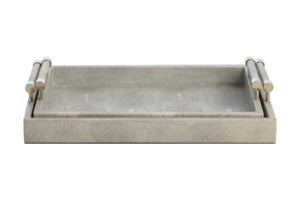 Cardona Set of Two Grey Shagreen Effect Trays