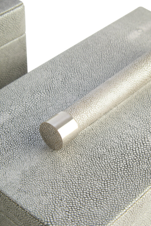Cardona Set of Two Grey Shagreen Effect Trinket Boxes