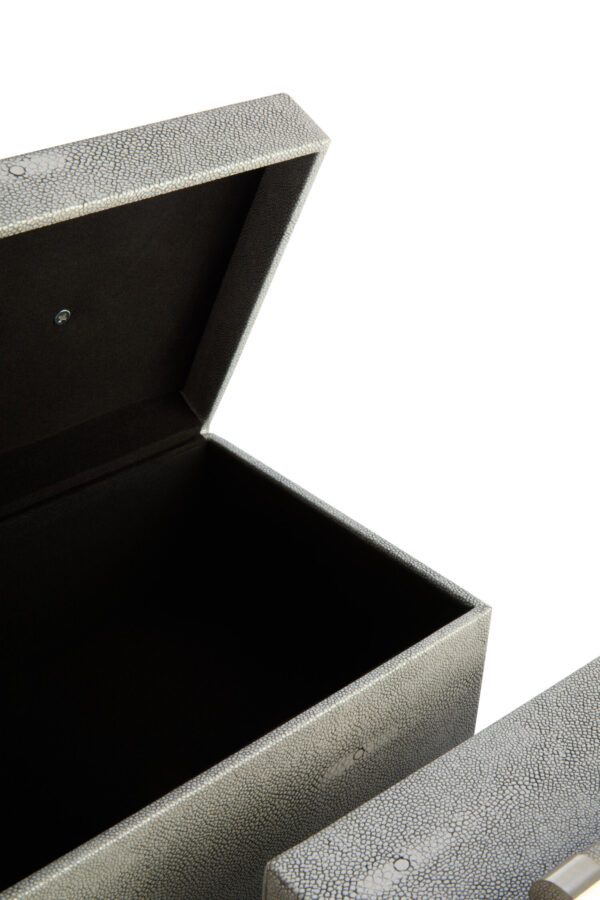 Cardona Set of Two Grey Shagreen Effect Trinket Boxes