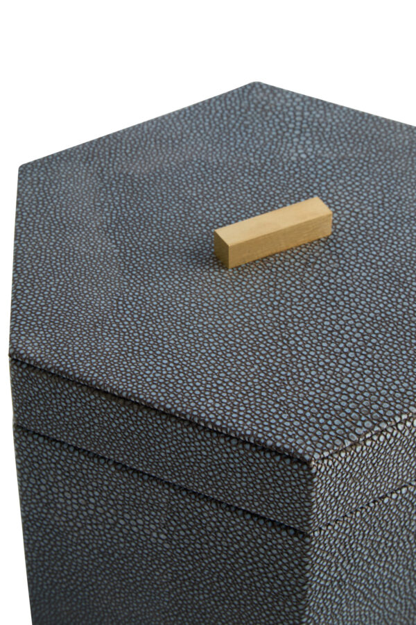 Cardona Set Of Two Hexagonal Blue Shagreen Effect Trinket Boxes