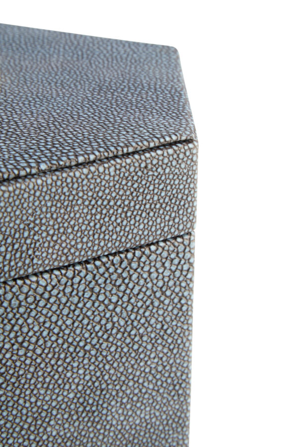 Cardona Set Of Two Hexagonal Blue Shagreen Effect Trinket Boxes