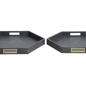 Cardona Set Of Two Hexagonal Blue Shagreen Effect Trays