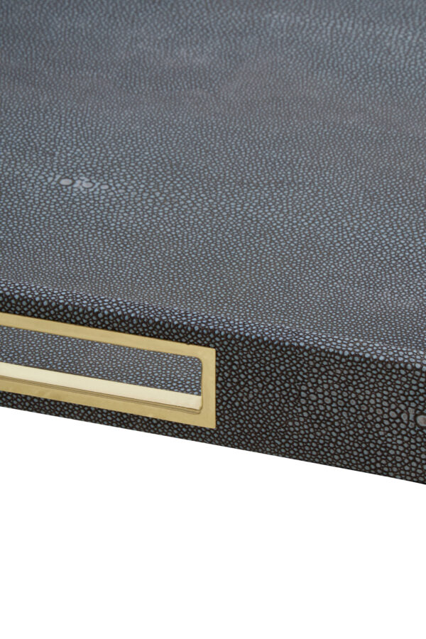 Cardona Set Of Two Hexagonal Blue Shagreen Effect Trays