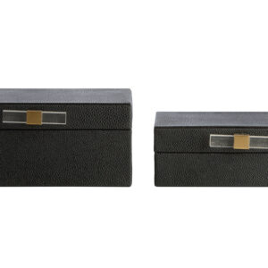 Cardona Set of Two Black Shagreen Effect Trinket Boxes