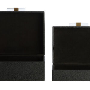 Cardona Set of Two Black Shagreen Effect Trinket Boxes