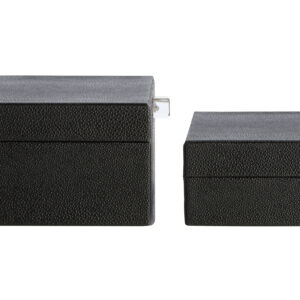 Cardona Set of Two Black Shagreen Effect Trinket Boxes