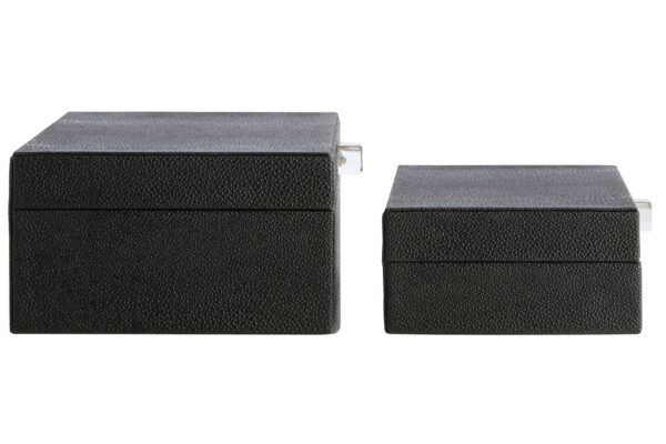 Cardona Set of Two Black Shagreen Effect Trinket Boxes