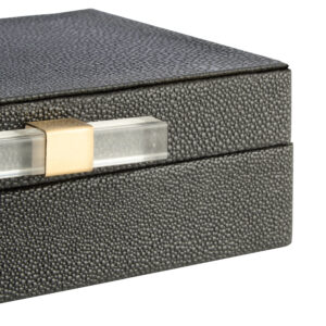 Cardona Set of Two Black Shagreen Effect Trinket Boxes