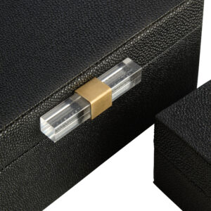 Cardona Set of Two Black Shagreen Effect Trinket Boxes