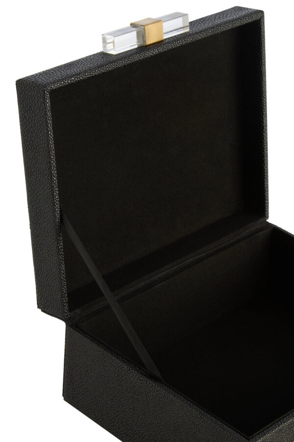Cardona Set of Two Black Shagreen Effect Trinket Boxes