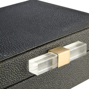 Cardona Set of Two Black Shagreen Effect Trinket Boxes