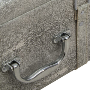 Cardona Set Of Three Grey Shagreen Effect Storage Trunks