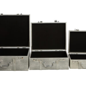 Cardona Set Of Three Grey Shagreen Effect Storage Trunks