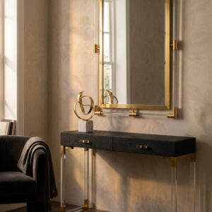 Cardona Black Shagreen Effect 2 Drawer Console Table