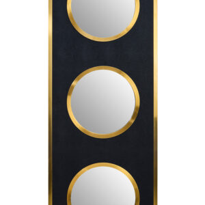 Cardona Black Shagreen Effect Wall Mirror with Gold Frame