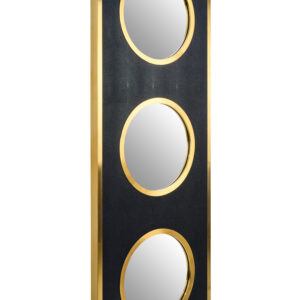 Cardona Black Shagreen Effect Wall Mirror with Gold Frame