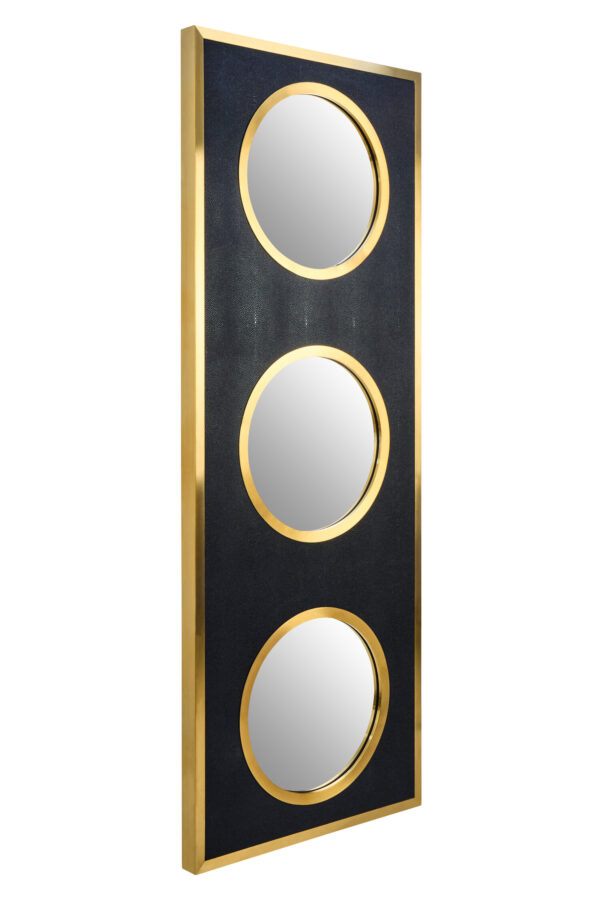 Cardona Black Shagreen Effect Wall Mirror with Gold Frame