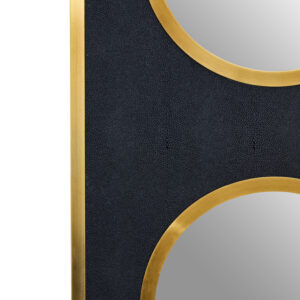 Cardona Black Shagreen Effect Wall Mirror with Gold Frame