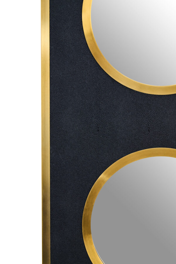 Cardona Black Shagreen Effect Wall Mirror with Gold Frame