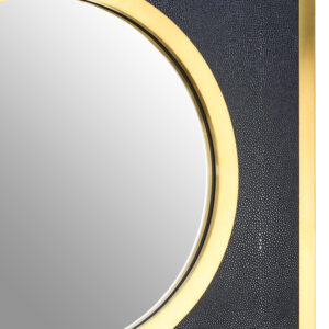 Cardona Black Shagreen Effect Wall Mirror with Gold Frame