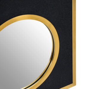 Cardona Black Shagreen Effect Wall Mirror with Gold Frame