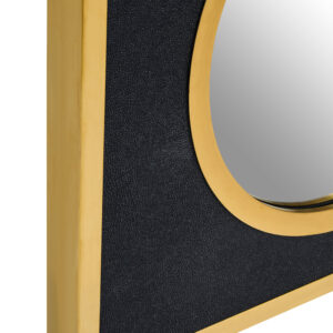 Cardona Black Shagreen Effect Wall Mirror with Gold Frame