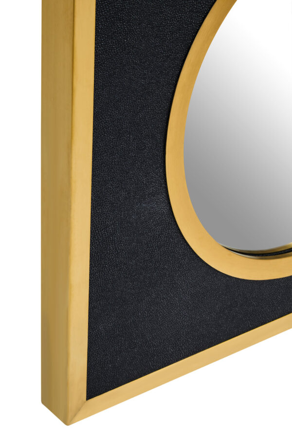Cardona Black Shagreen Effect Wall Mirror with Gold Frame