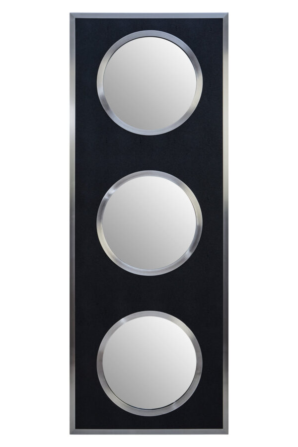 Cardona Black Shagreen Effect Wall Mirror with Silver Frame