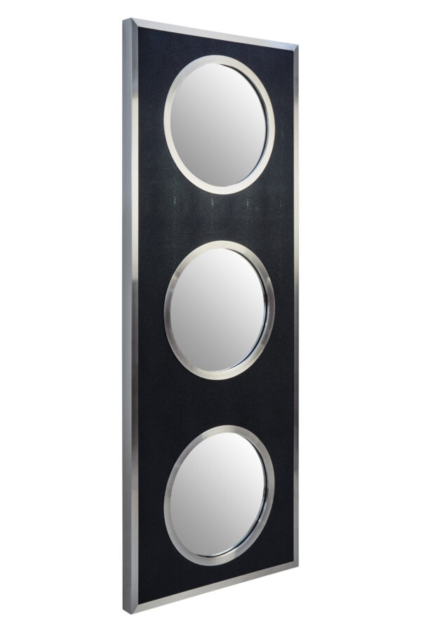 Cardona Black Shagreen Effect Wall Mirror with Silver Frame