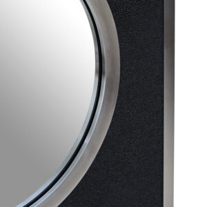 Cardona Black Shagreen Effect Wall Mirror with Silver Frame