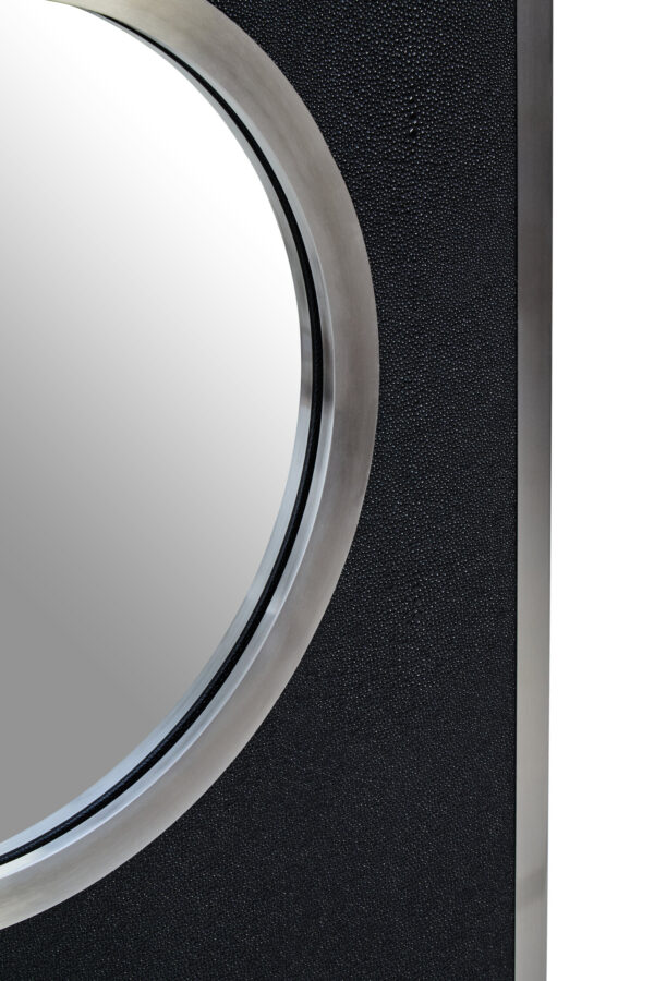 Cardona Black Shagreen Effect Wall Mirror with Silver Frame