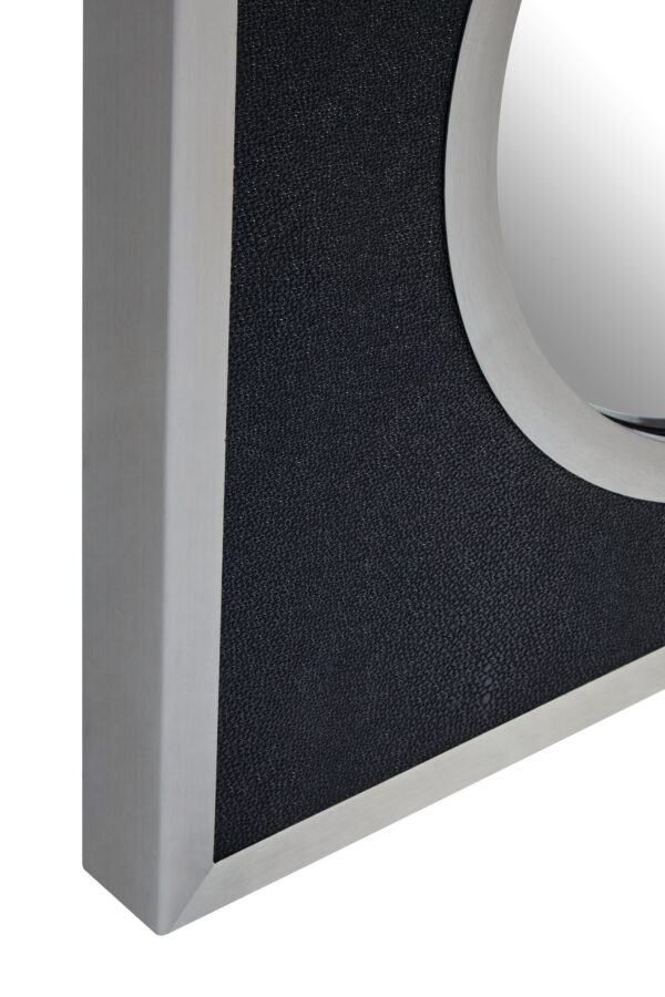 Cardona Black Shagreen Effect Wall Mirror with Silver Frame