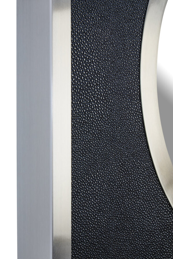 Cardona Black Shagreen Effect Wall Mirror with Silver Frame